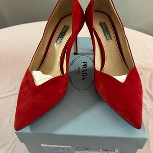 Prada Red Suede Pumps
